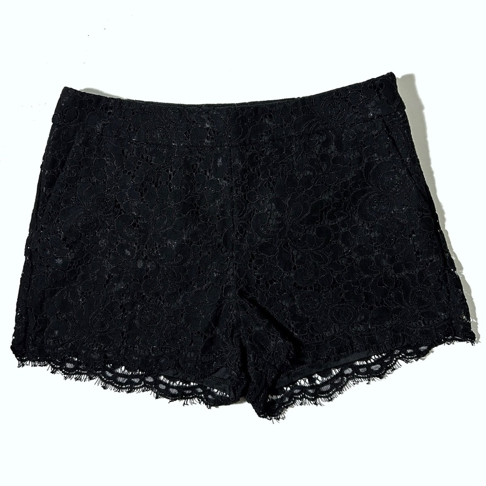 Express black floral lace shorts